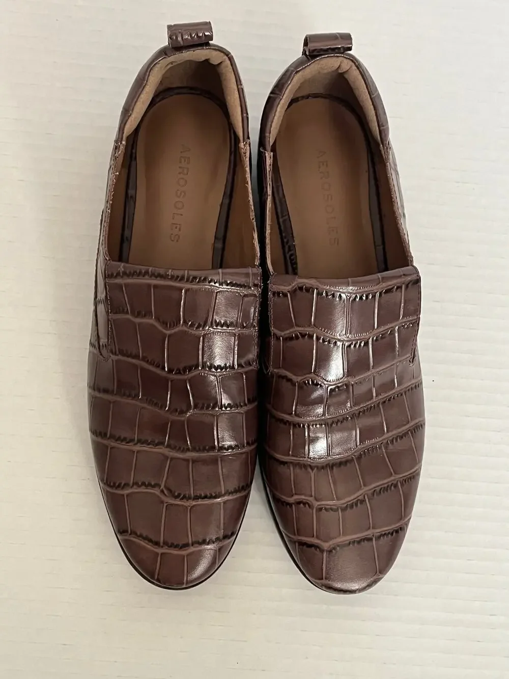 Women's Aerosoles Brown Faux Leather Sutton Tailored Dress Loafer Size 6.5